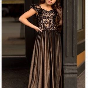 Joyfolie Black Ivy sequin tulle tan lining dress 6